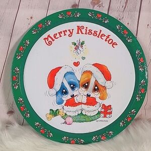 Vintage 90s Giordano Art Sad Sam Honey Dogs MERRY KISSTLETOE Christmas Platter